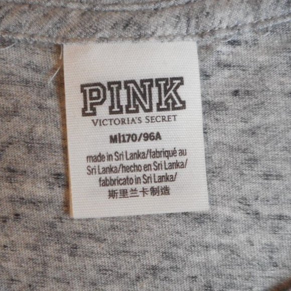 New PINK Victoria's Secret T-Shirt Size Medium Gray Bling Long Sleeve - Picture 13 of 13